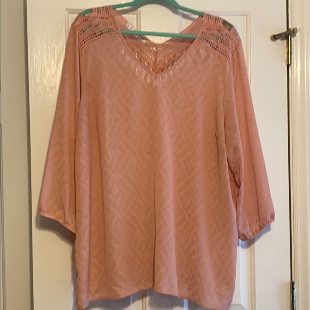 Maurices dusky rose crochet back top